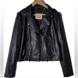 Levi's Black Leather Jacket with Zippered Front